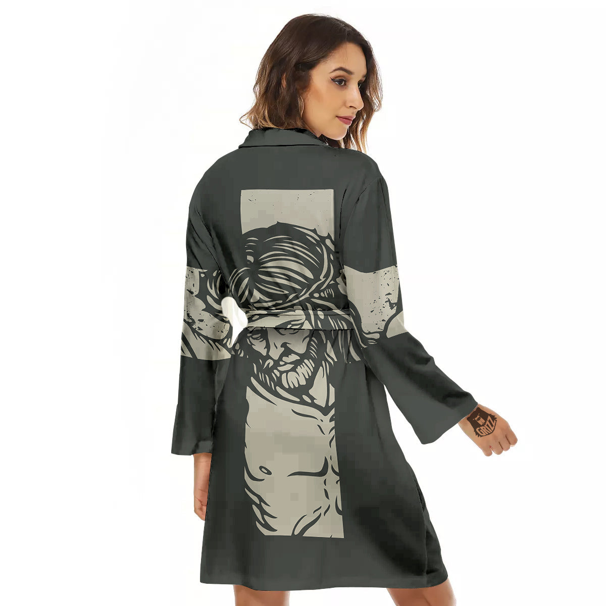 Jesus Christ Crucifixion Print Women's Robe-grizzshop