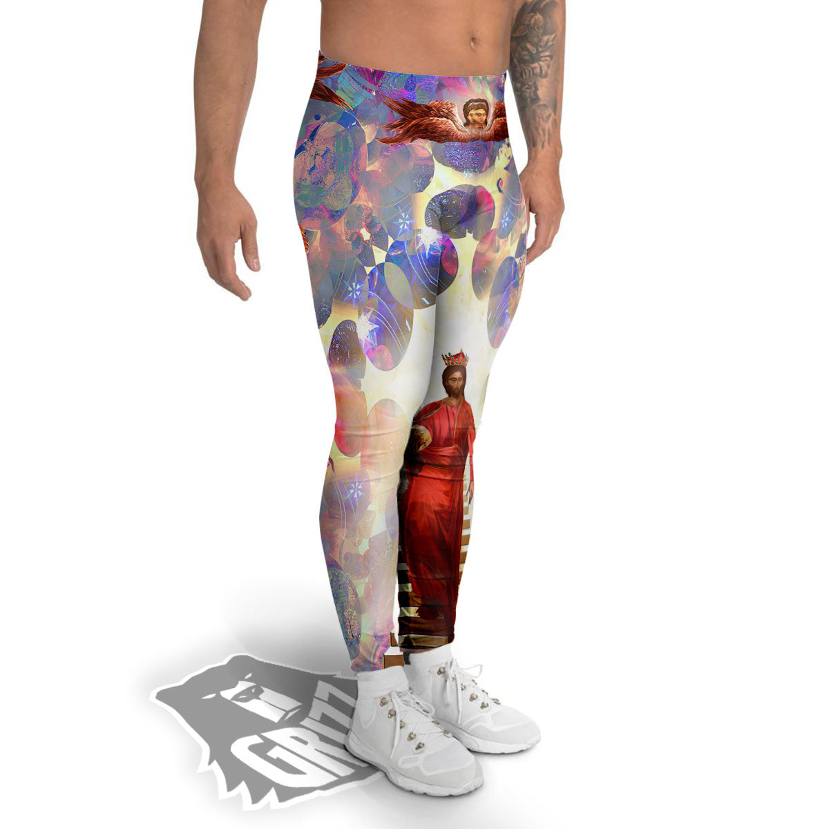 Jesus Christ From Heaven Print Men's Leggings-grizzshop