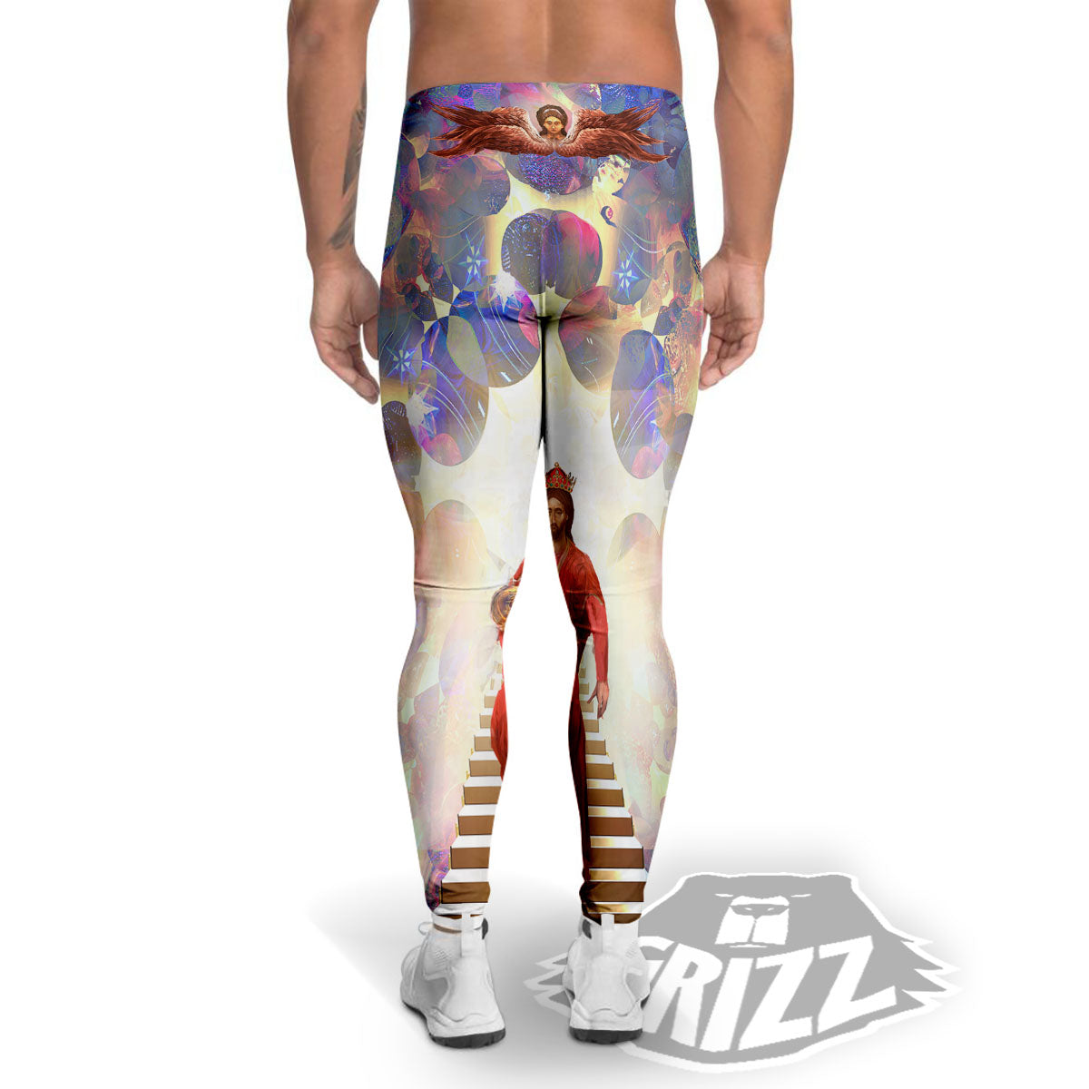 Jesus Christ From Heaven Print Men's Leggings-grizzshop
