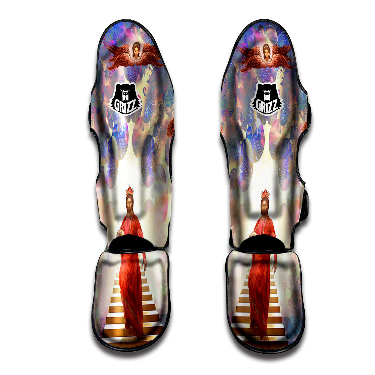Jesus Christ From Heaven Print Muay Thai Shin Guards-grizzshop