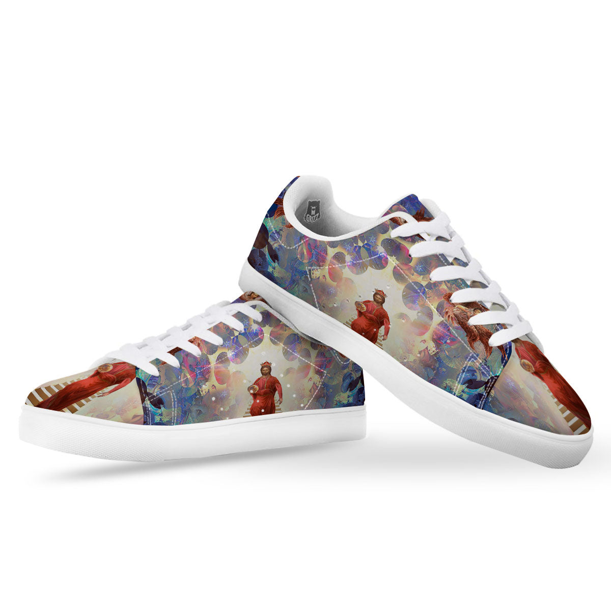 Jesus Christ From Heaven Print White Low Top Sneakers-grizzshop