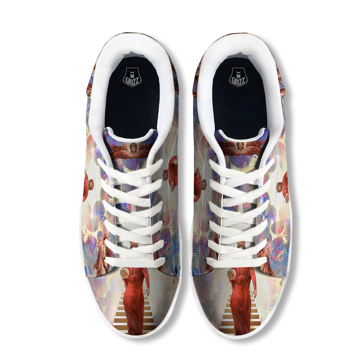 Jesus Christ From Heaven Print White Low Top Sneakers-grizzshop