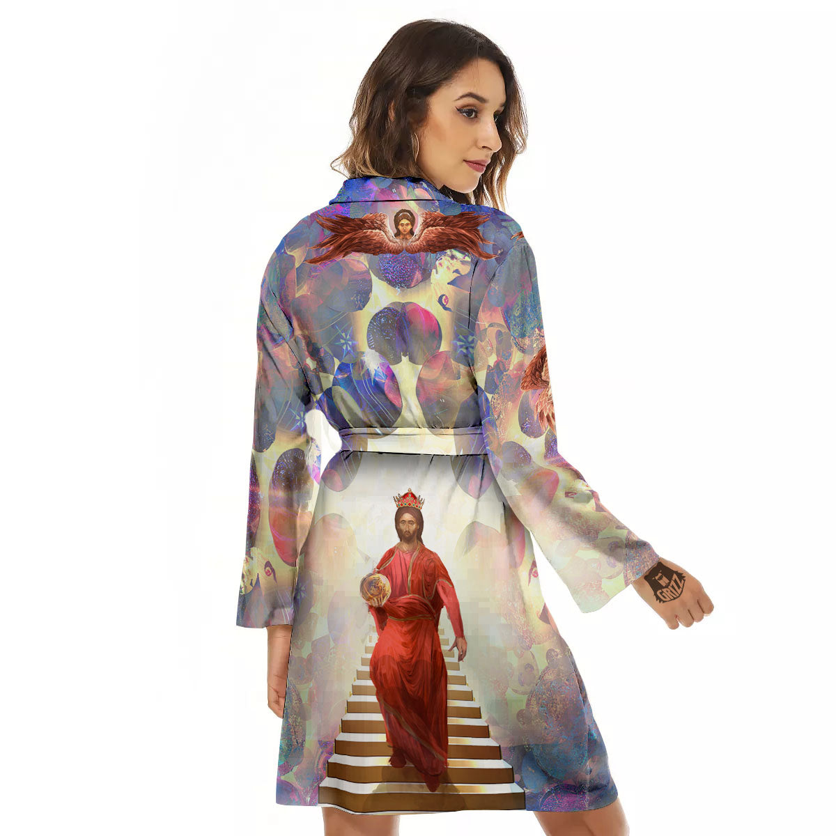 Jesus Christ From Heaven Print Women's Robe-grizzshop