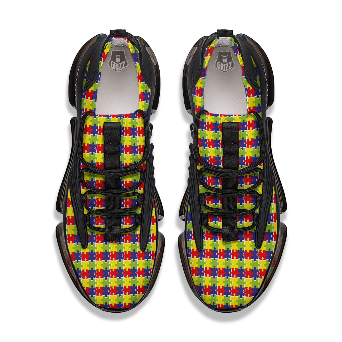 Jigsaw Autism Awareness Print Black Gym Shoes-grizzshop