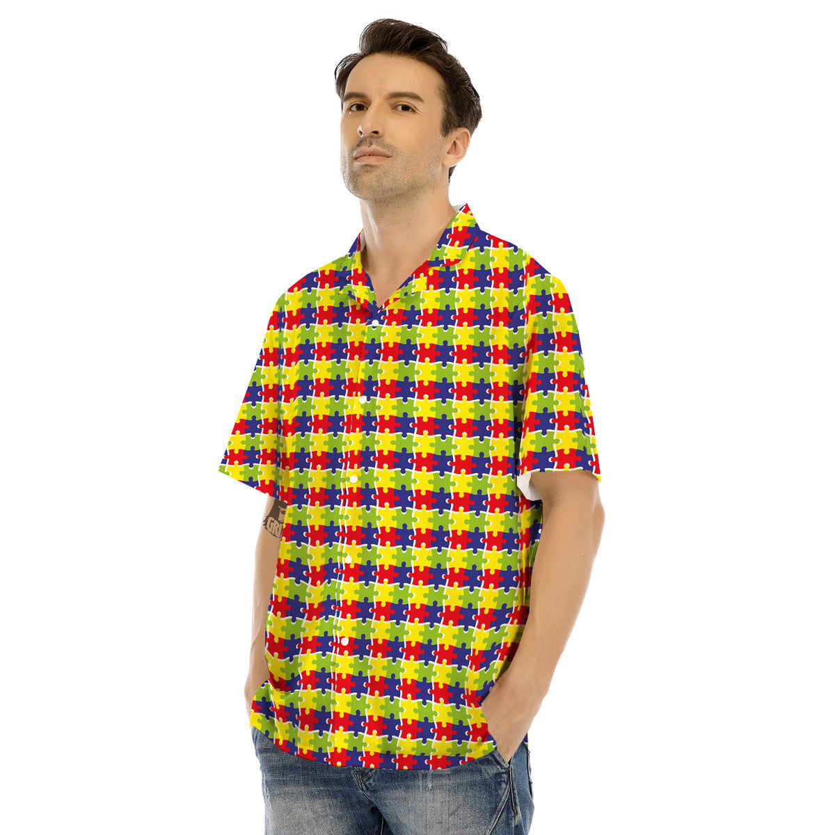 Jigsaw Autism Awareness Print Men's Hawaiian Shirt-grizzshop