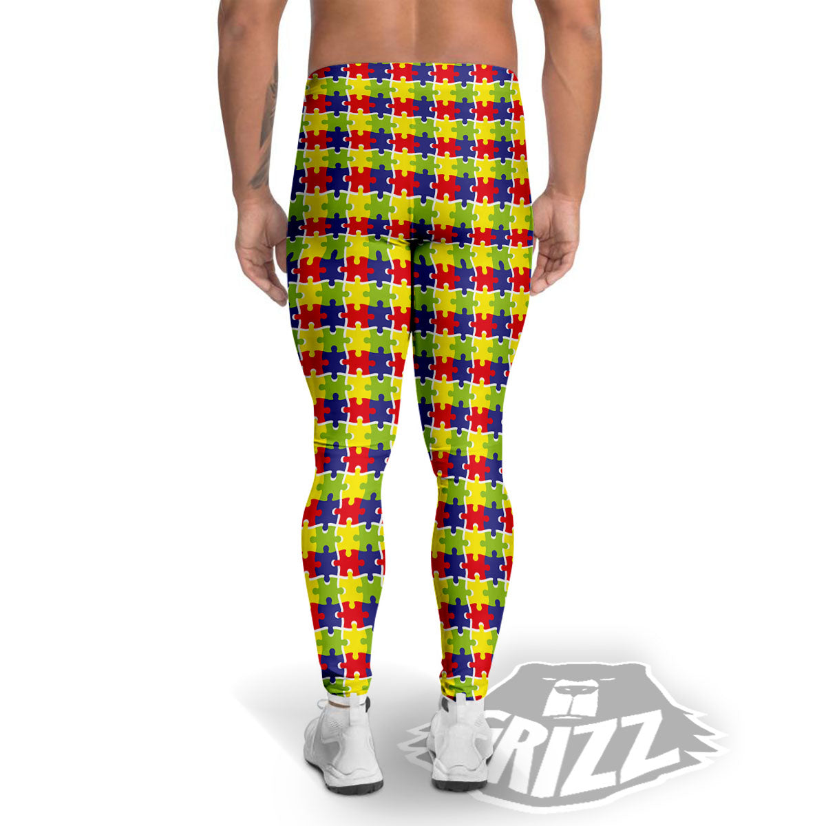 Jigsaw Autism Awareness Print Men's Leggings-grizzshop