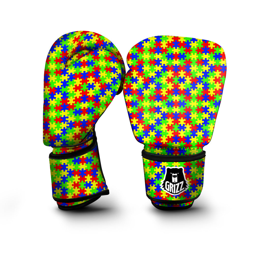 Jigsaw Autism Awareness Print Pattern Boxing Gloves-grizzshop