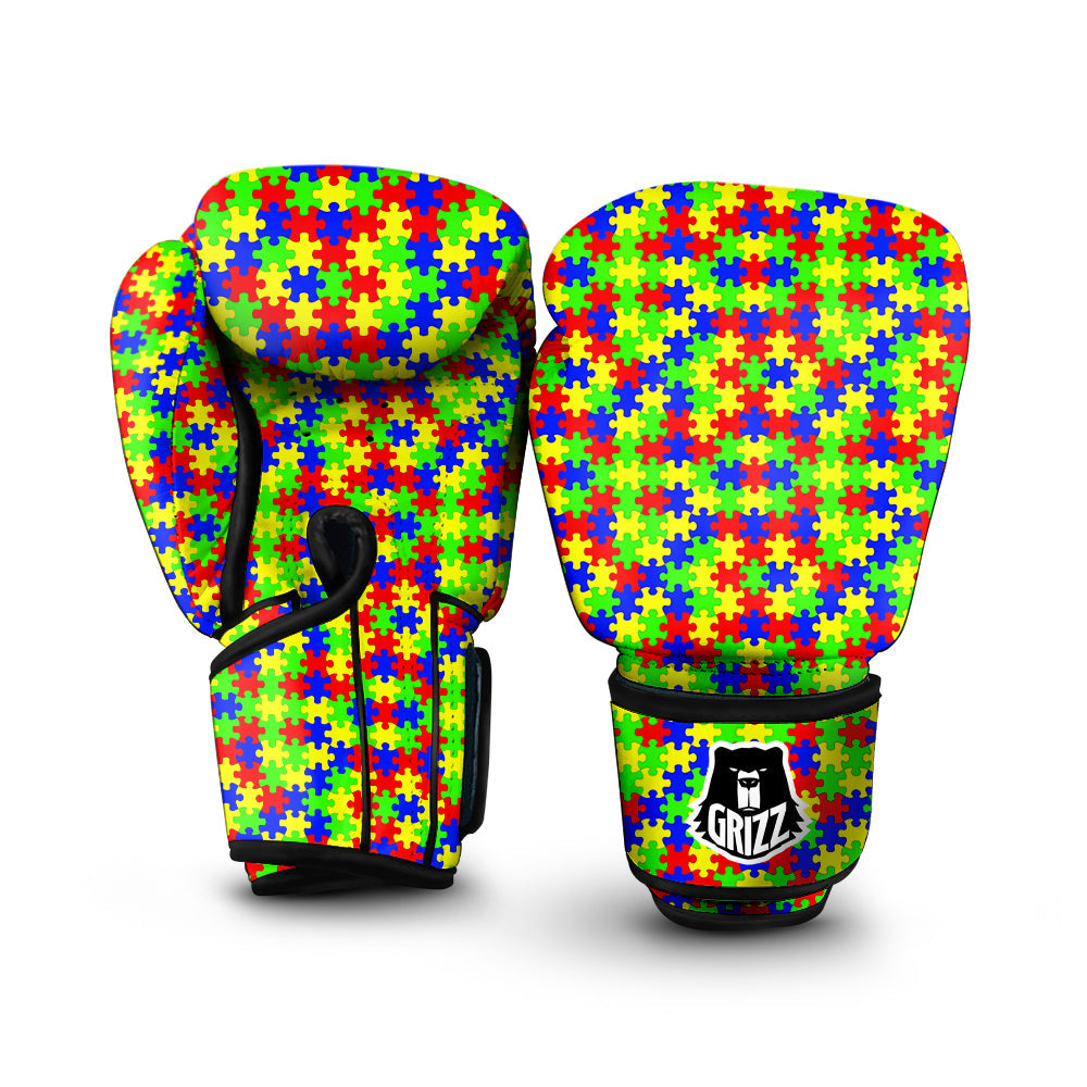 Jigsaw Autism Awareness Print Pattern Boxing Gloves-grizzshop