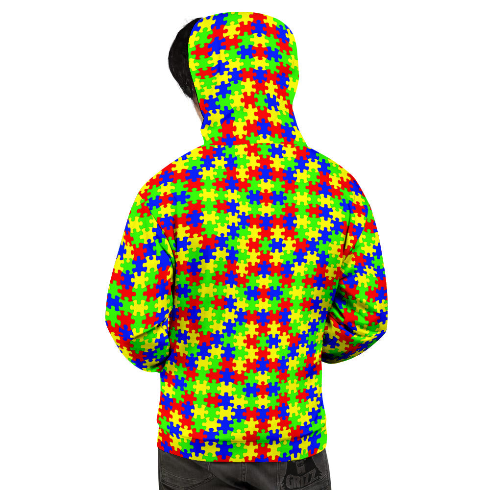 Jigsaw Autism Awareness Print Pattern Men's Hoodie-grizzshop