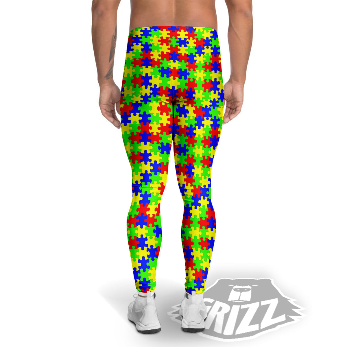 Jigsaw Autism Awareness Print Pattern Men's Leggings-grizzshop