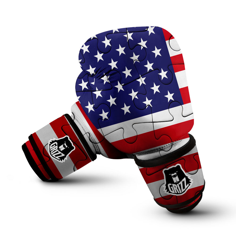 Jigsaw Puzzle American Flag Print Boxing Gloves-grizzshop