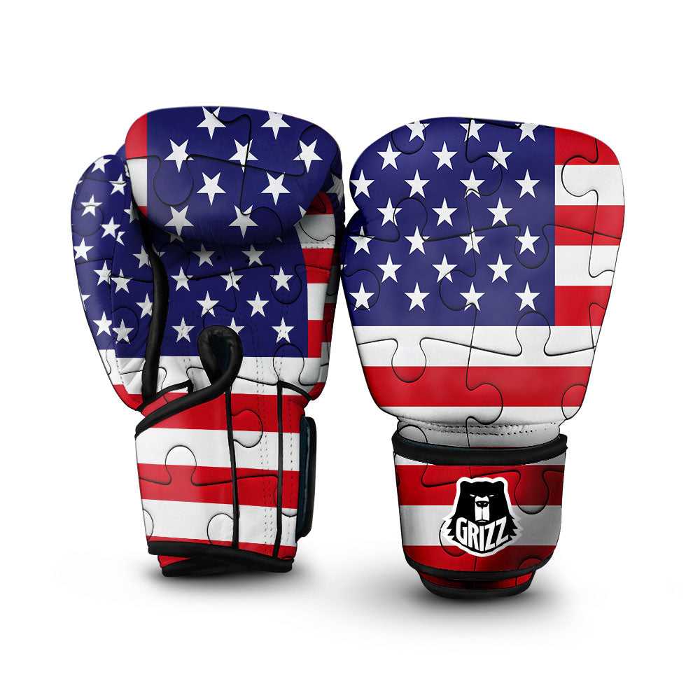 Jigsaw Puzzle American Flag Print Boxing Gloves-grizzshop