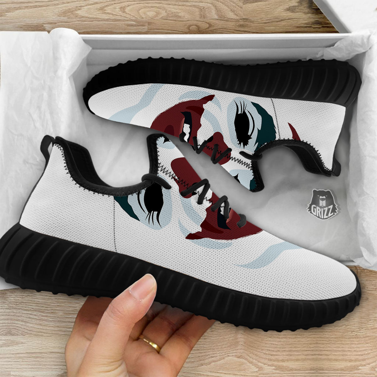 Joker Face Print Black Walking Shoes-grizzshop