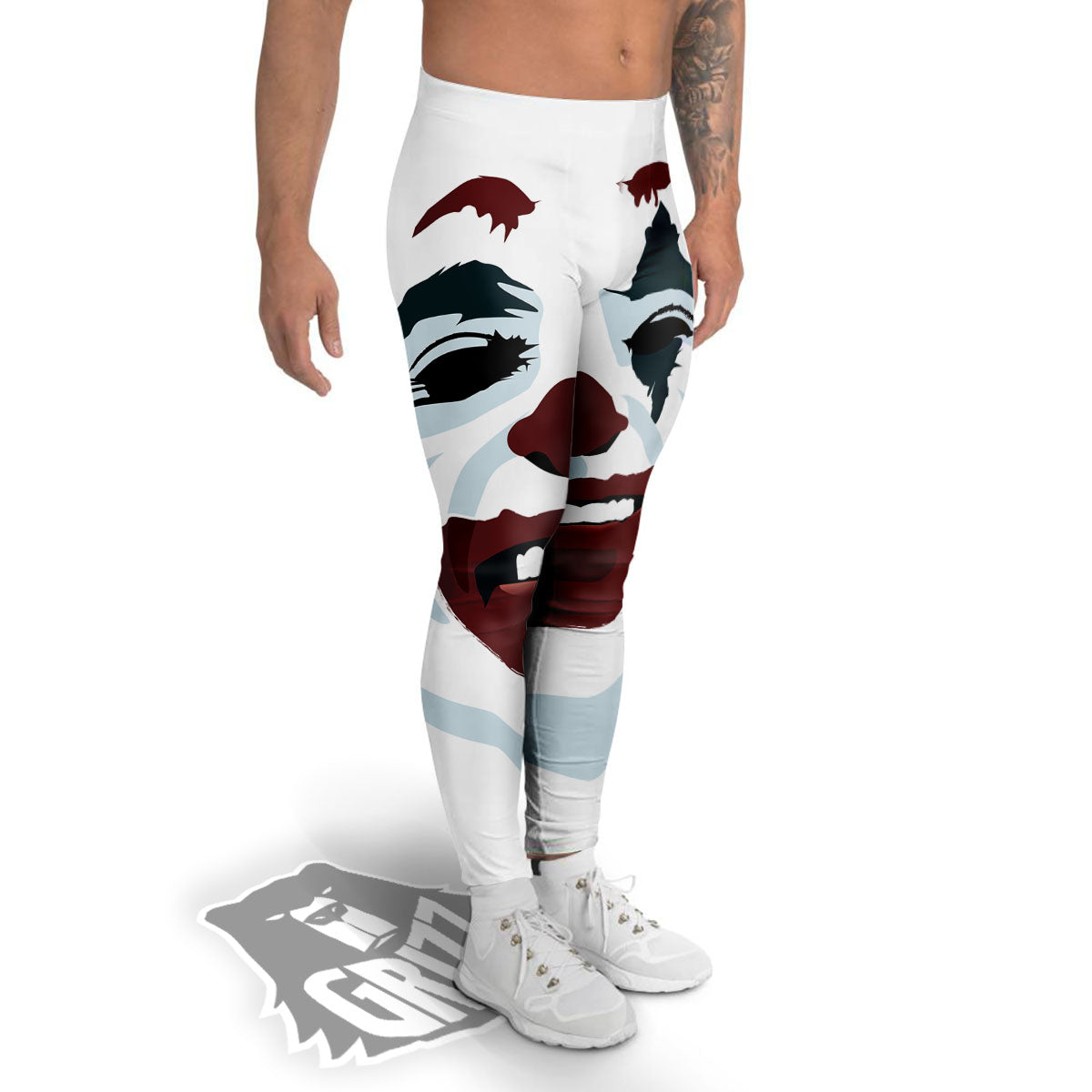 Joker Face Print Men's Leggings-grizzshop