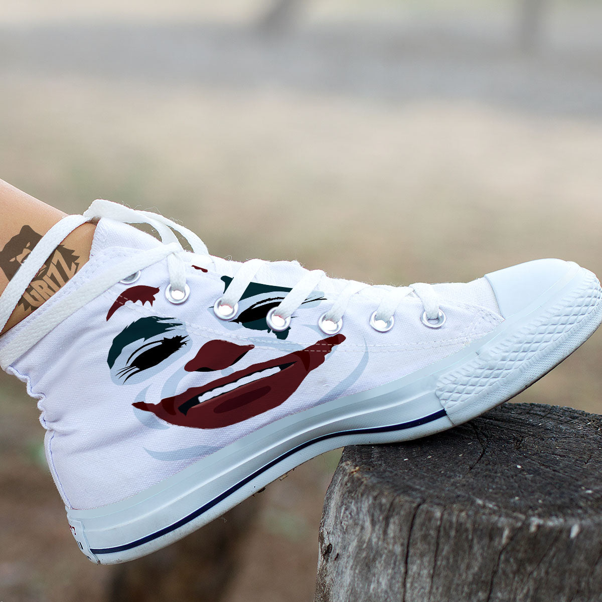 Joker Face Print White High Top Shoes-grizzshop