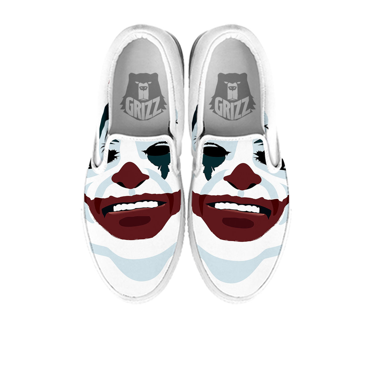 Joker Face Print White Slip On Shoes-grizzshop