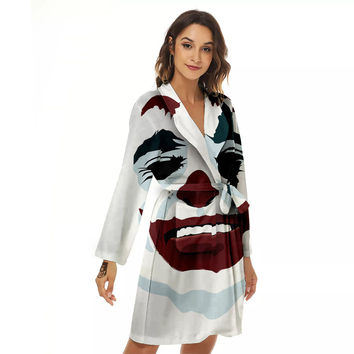 Joker Face Print Women's Robe-grizzshop