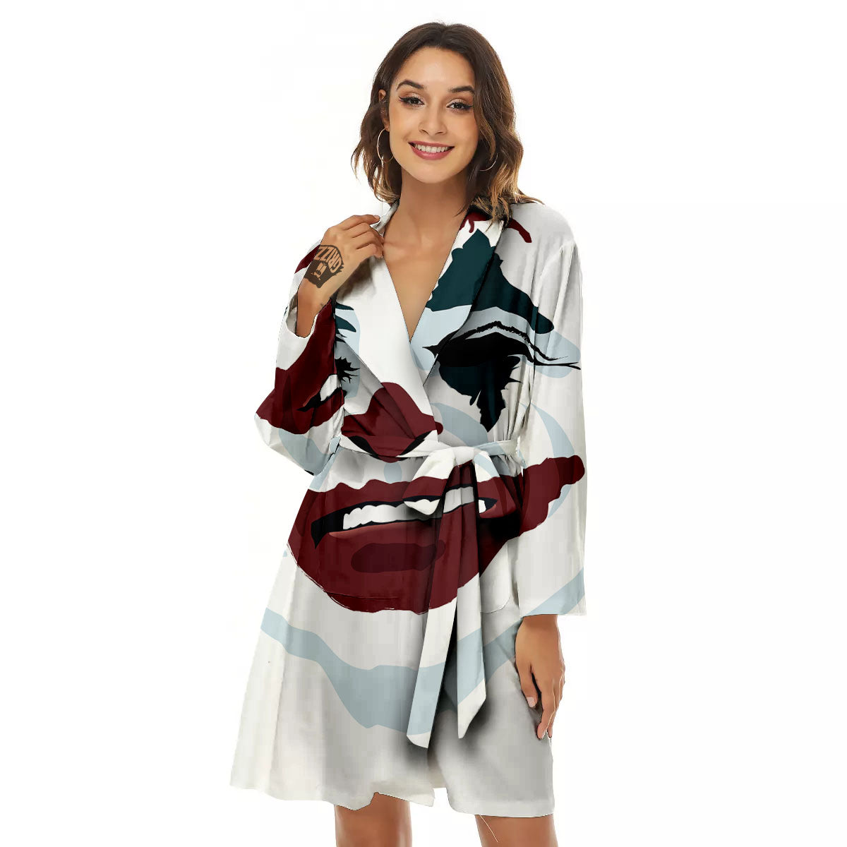 Joker Face Print Women's Robe-grizzshop