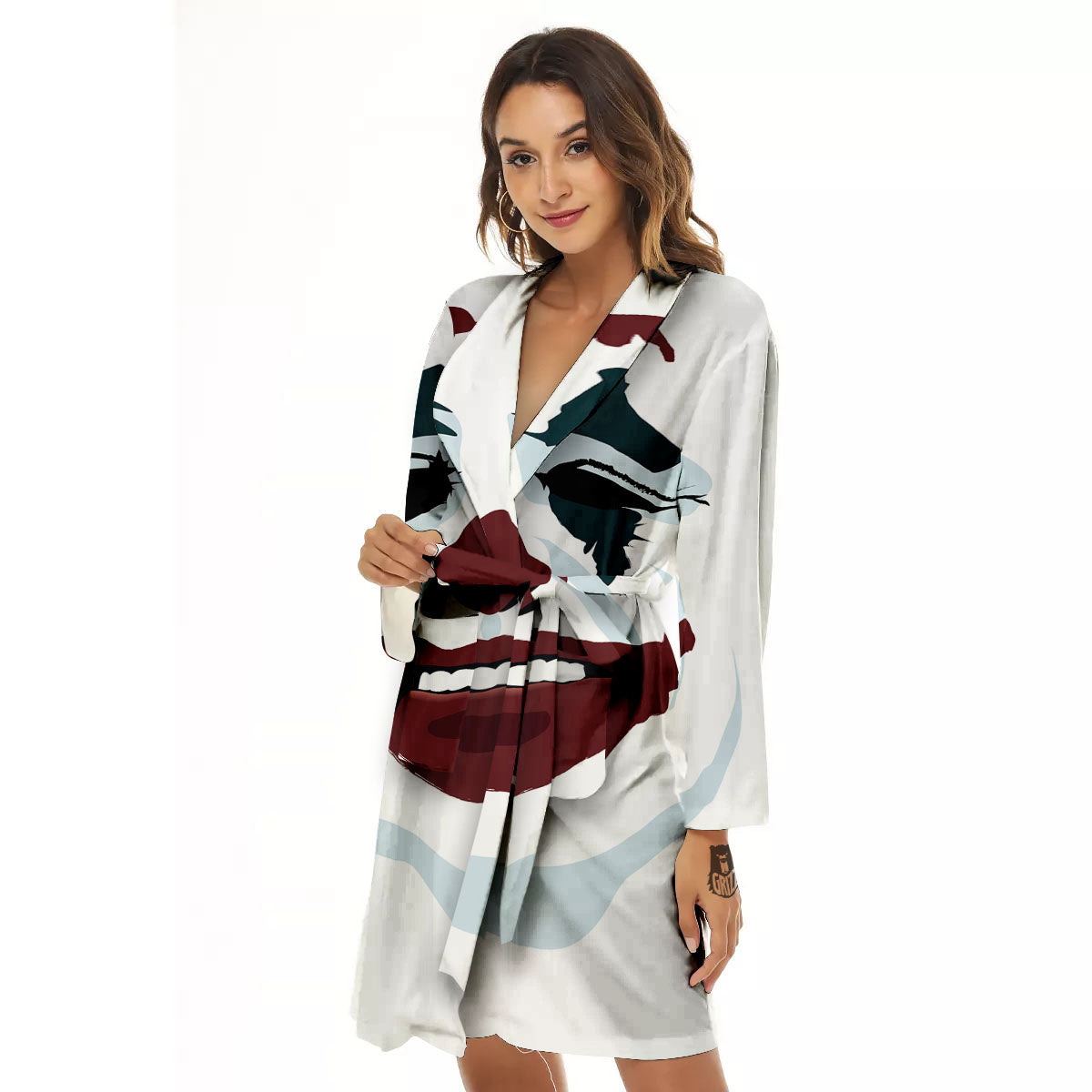 Joker Face Print Women's Robe-grizzshop