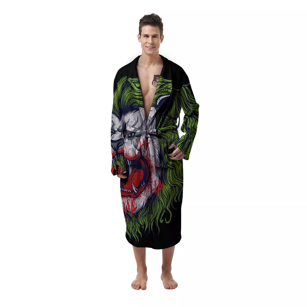 Joker Lion Print Men's Robe-grizzshop