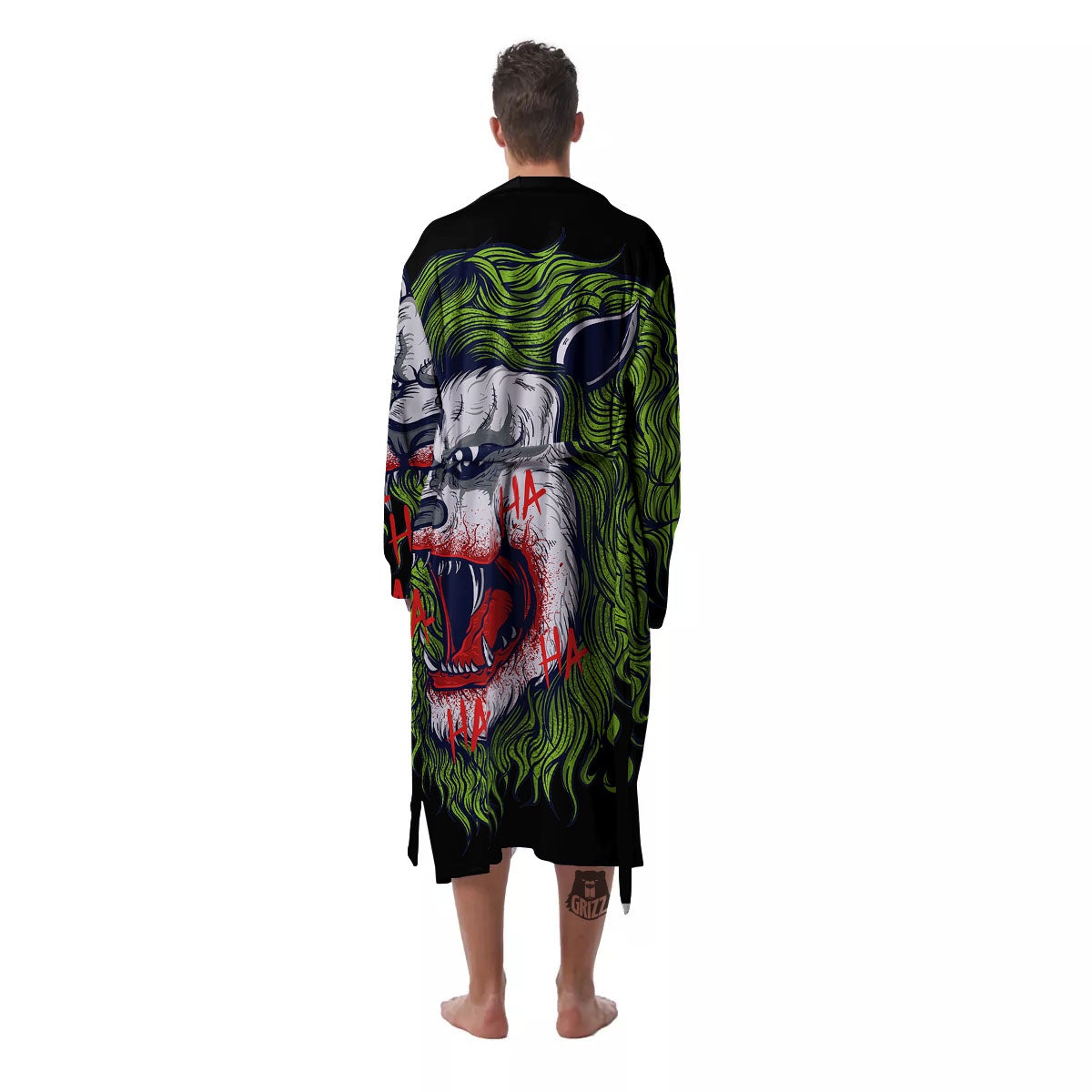 Joker Lion Print Men's Robe-grizzshop
