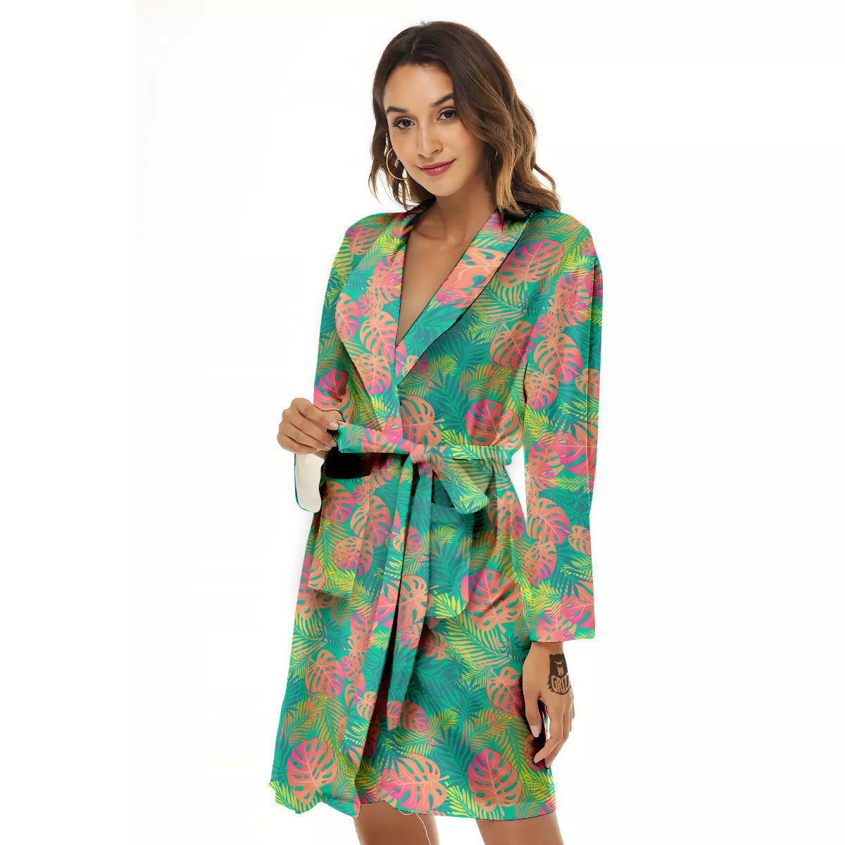Jungle Hawaiian Colorful Tropical Print Women's Robe-grizzshop