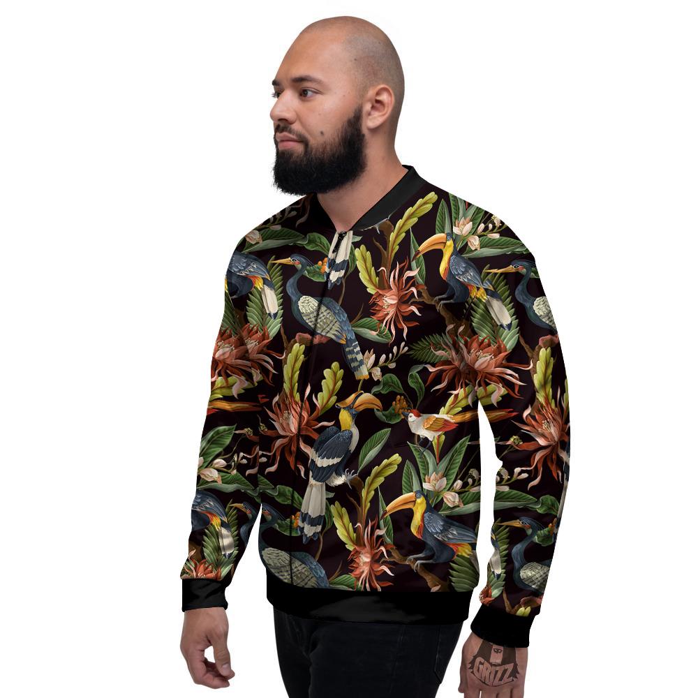 Jungle Tropical Hawaiian Vintage Print Pattern Men's Bomber Jacket-grizzshop