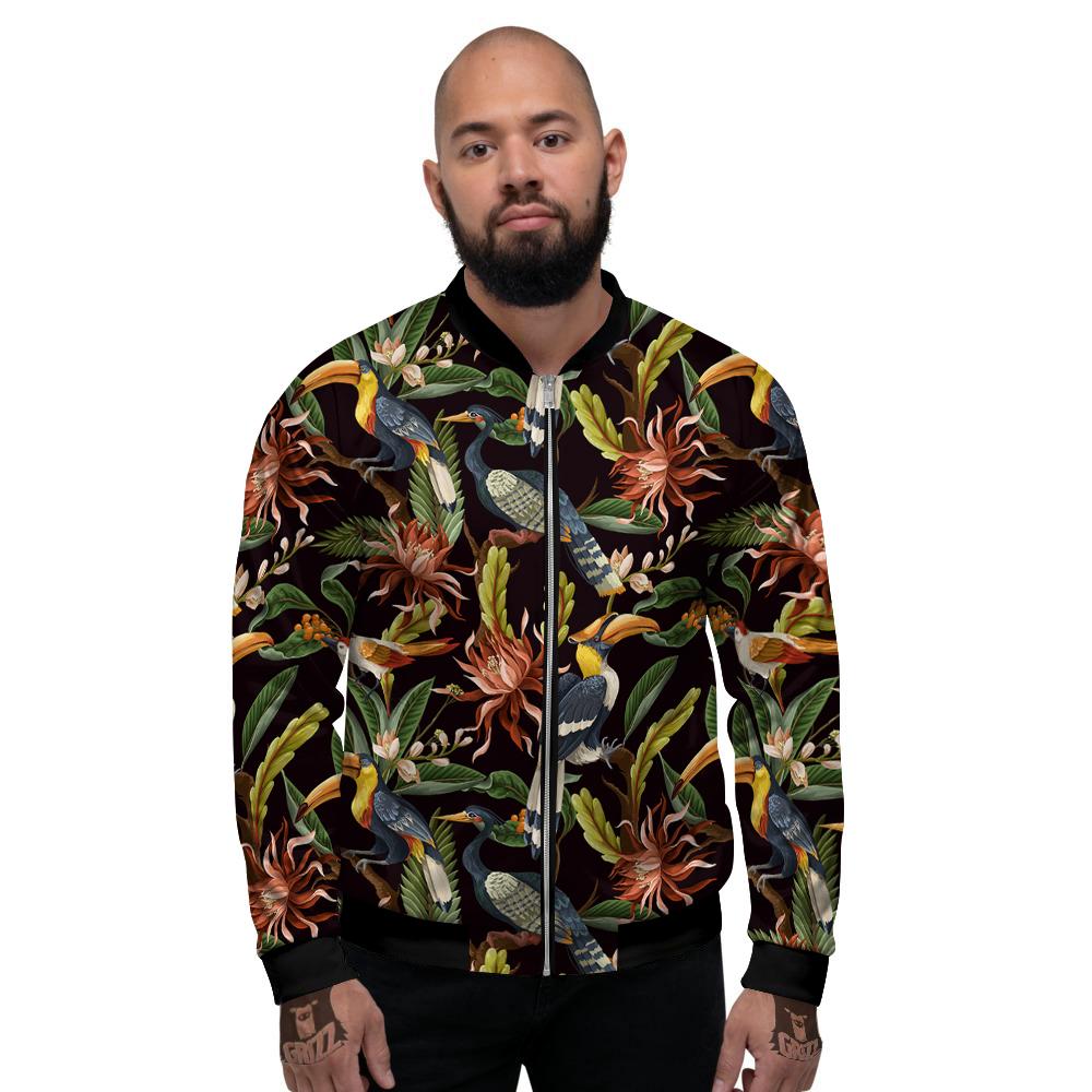 Jungle Tropical Hawaiian Vintage Print Pattern Men's Bomber Jacket-grizzshop