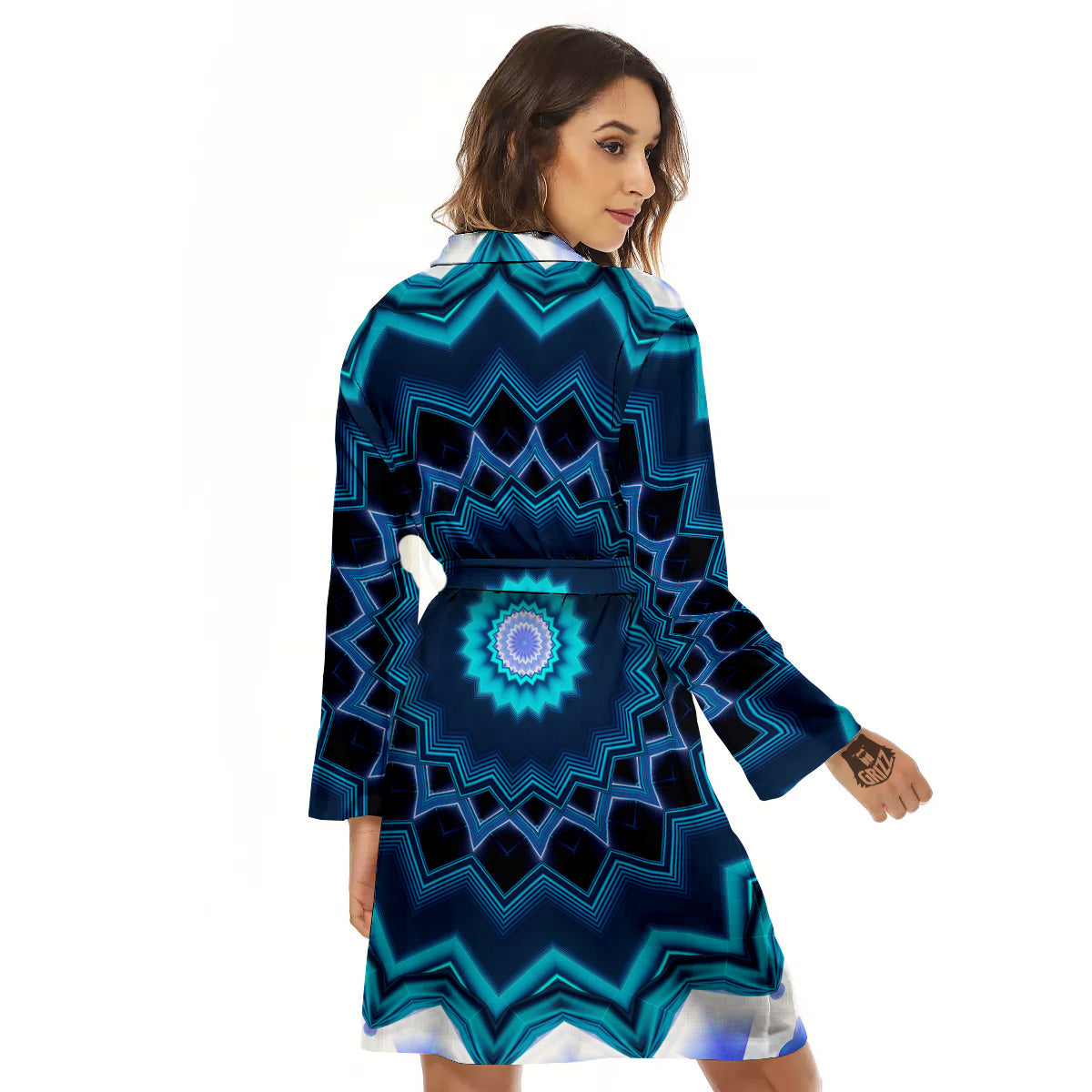 Kaleidoscope Blue Crystal Print Women's Robe-grizzshop