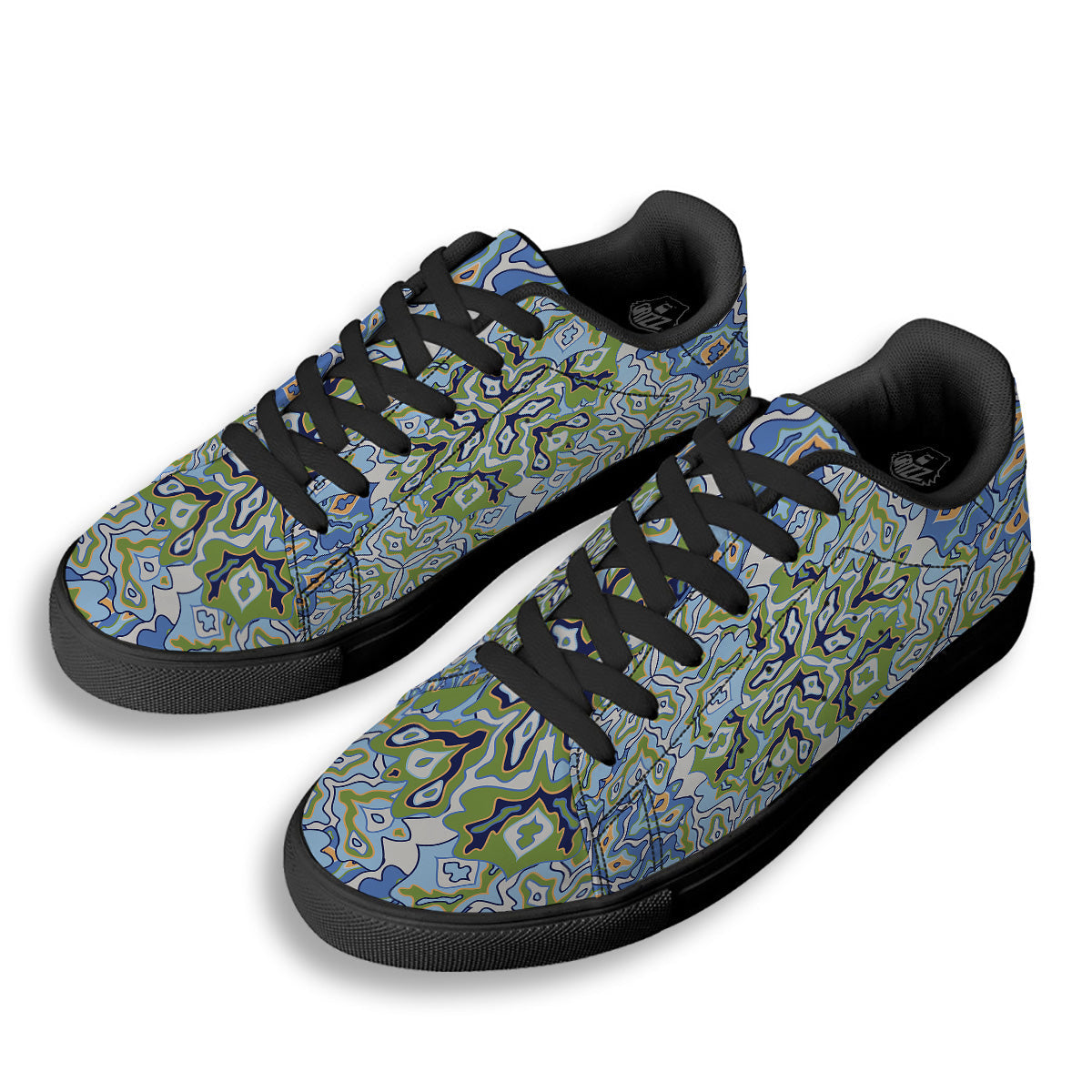 Kaleidoscope Boho Print Black Low Top Sneakers-grizzshop