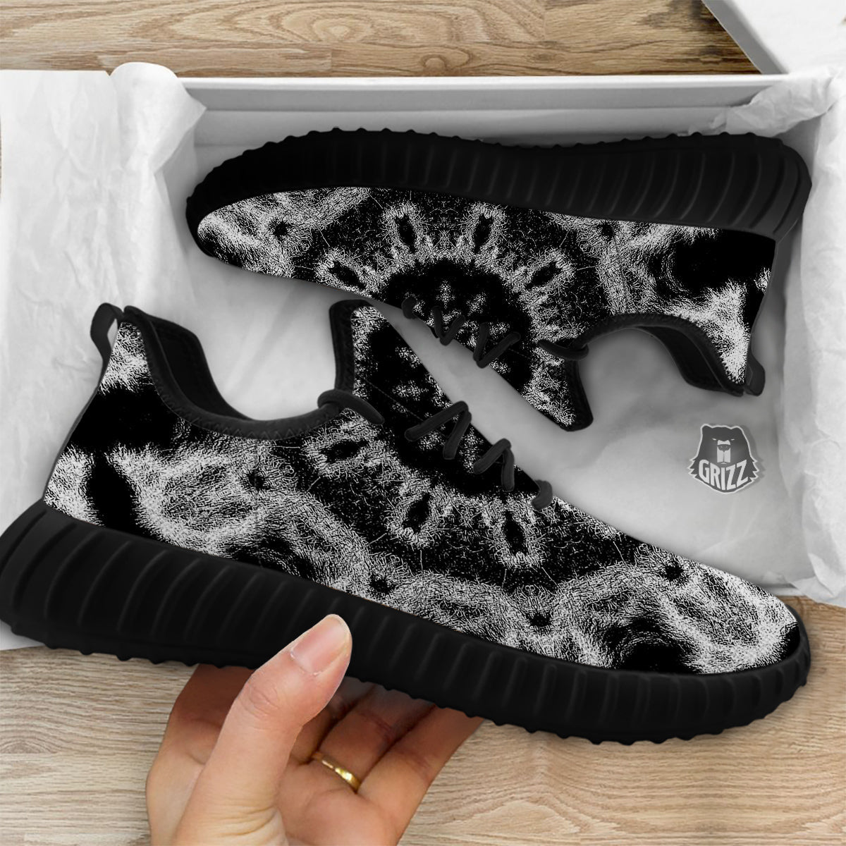 Kaleidoscope Cloud Dark Print Black Walking Shoes-grizzshop