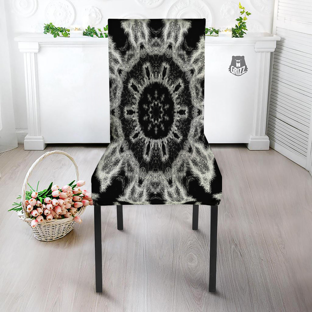 Kaleidoscope Cloud Dark Print Dining Chair Slipcover-grizzshop