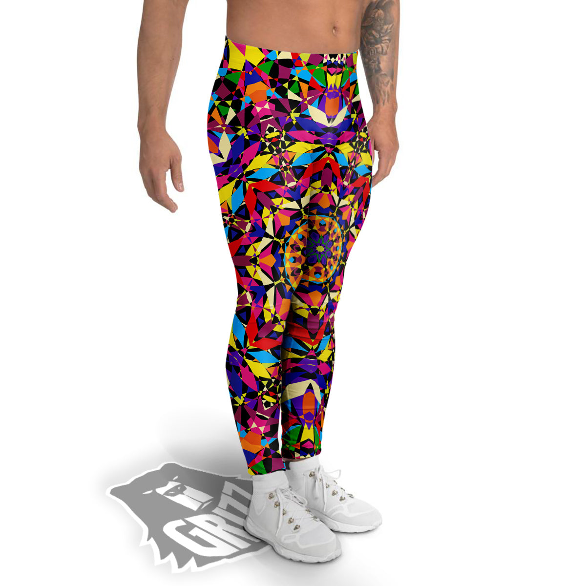Kaleidoscope Colorful Print Men's Leggings-grizzshop