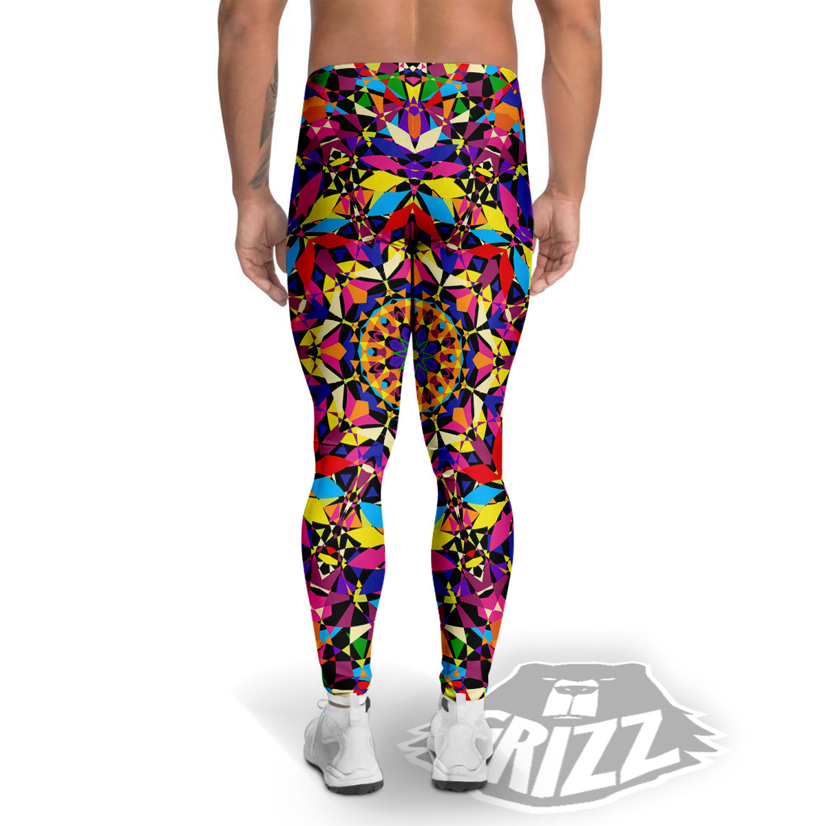 Kaleidoscope Colorful Print Men's Leggings-grizzshop