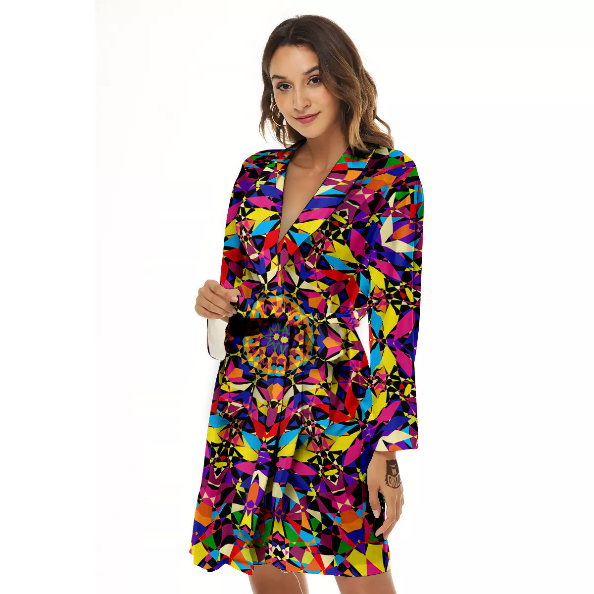 Kaleidoscope Colorful Print Women's Robe-grizzshop