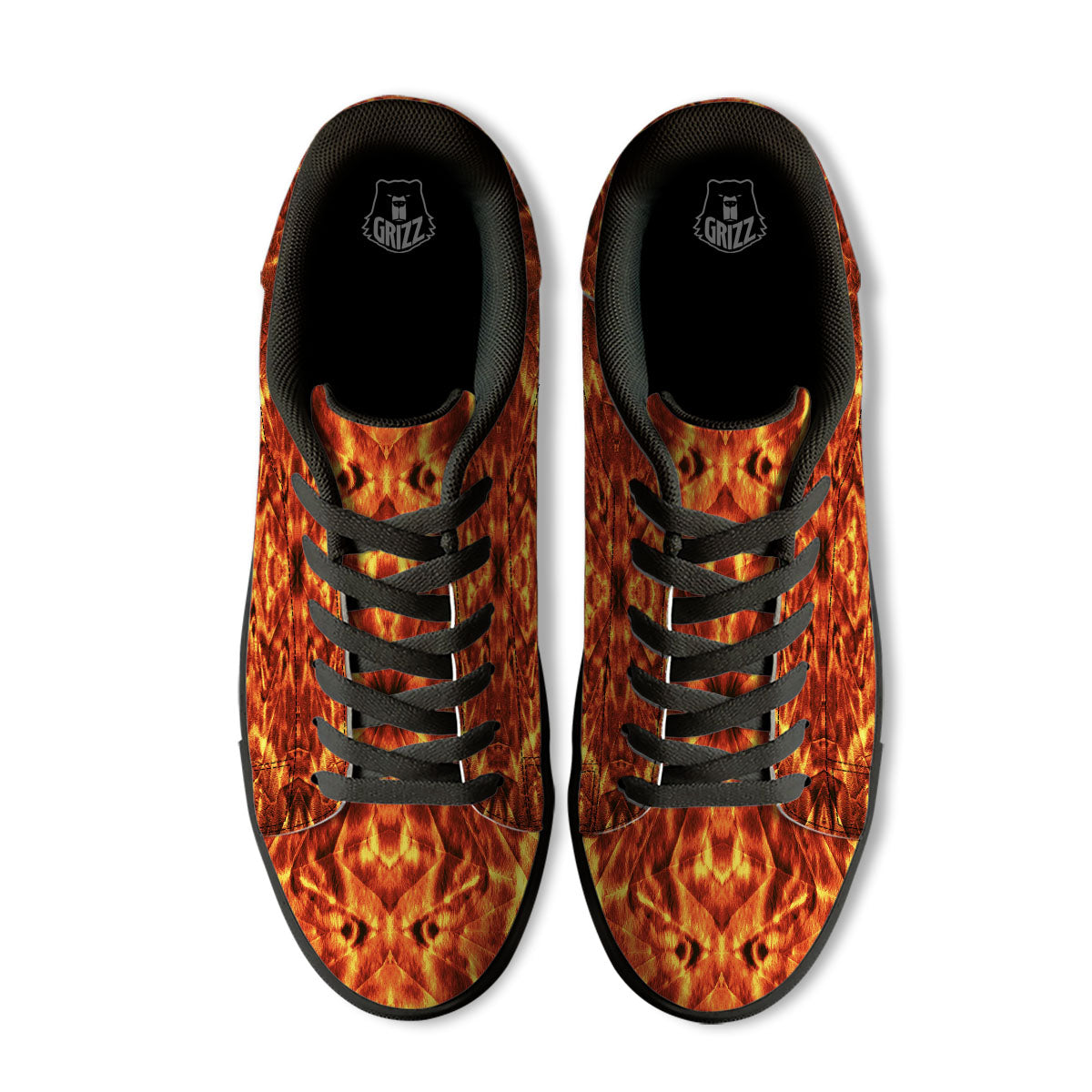 Kaleidoscope Flame Print Black Low Top Sneakers-grizzshop