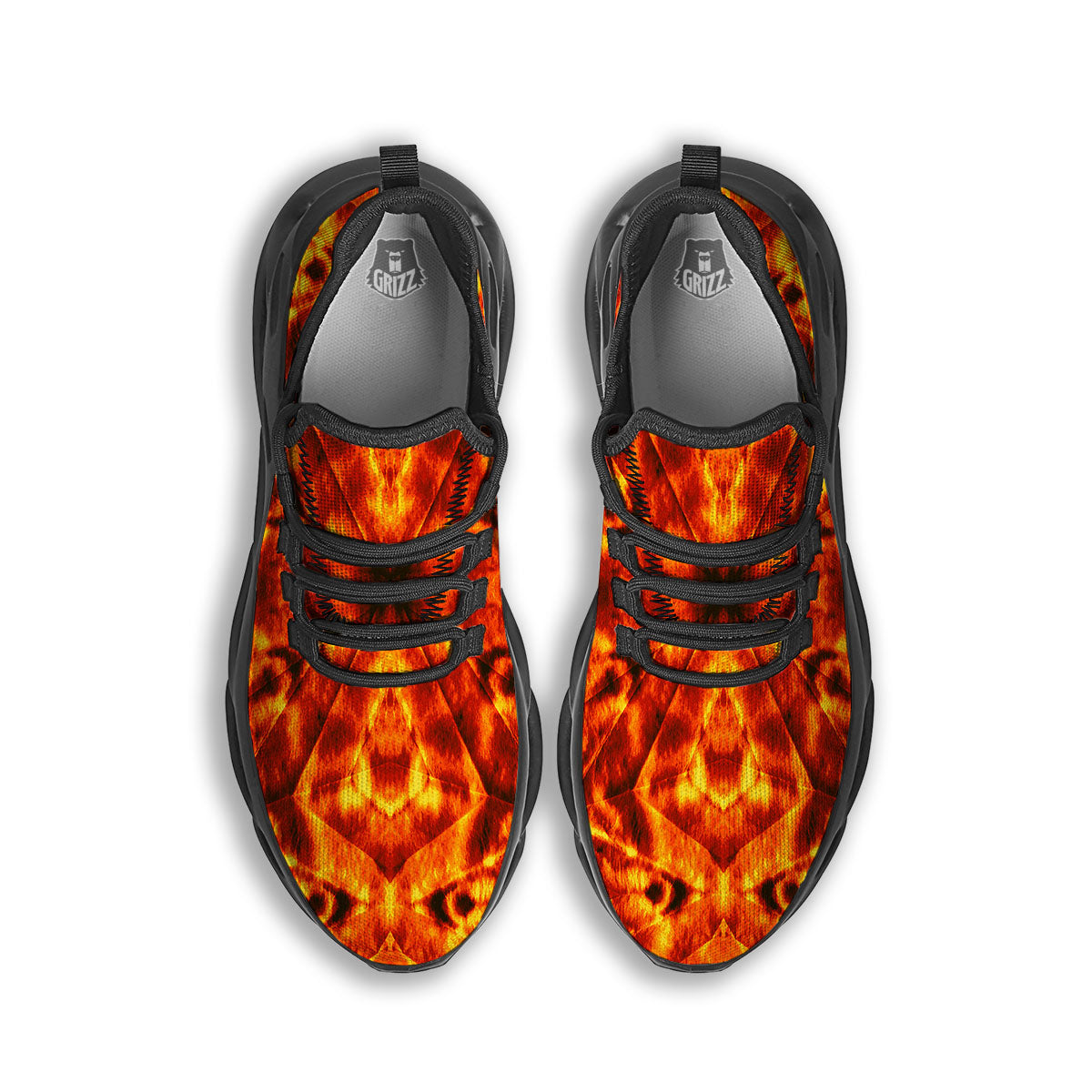 Kaleidoscope Flame Print Black Running Shoes-grizzshop