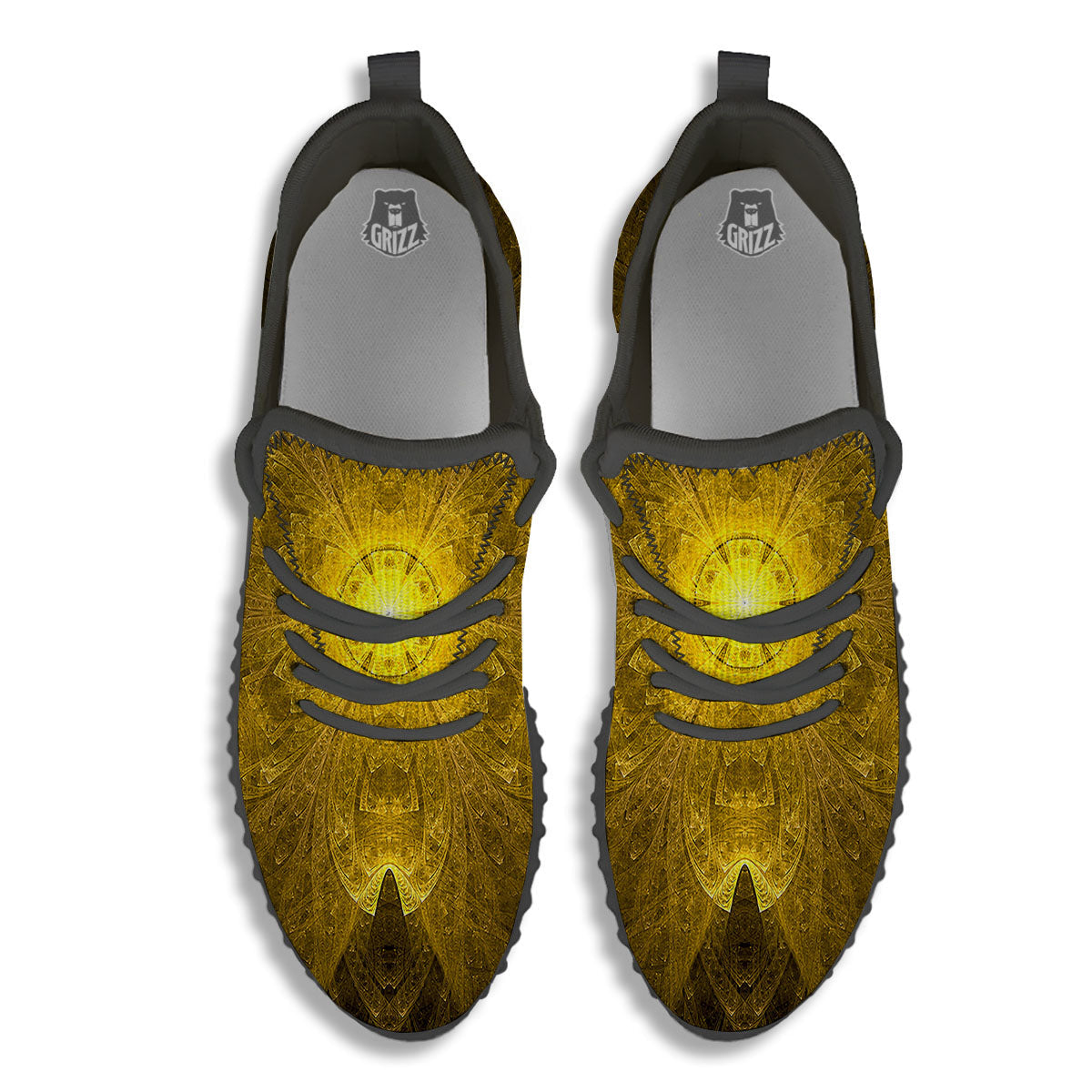 Kaleidoscope Golden Print Black Walking Shoes-grizzshop