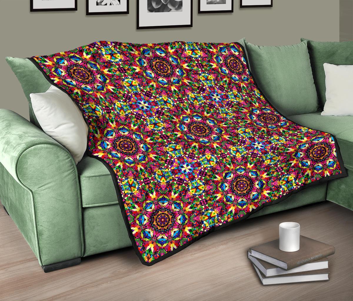 Kaleidoscope Pattern Print Quilt-grizzshop