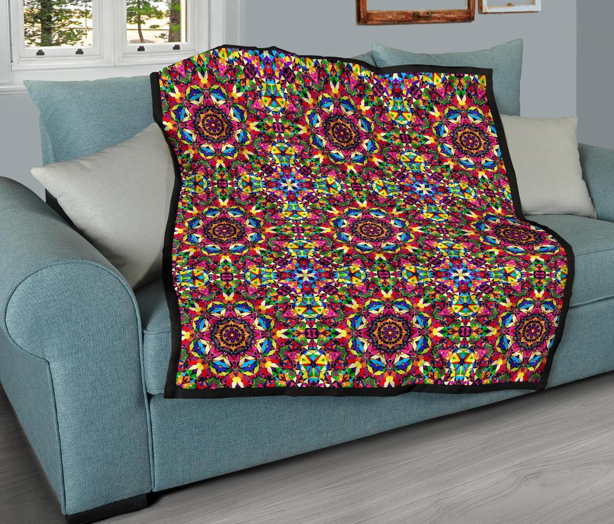 Kaleidoscope Pattern Print Quilt-grizzshop