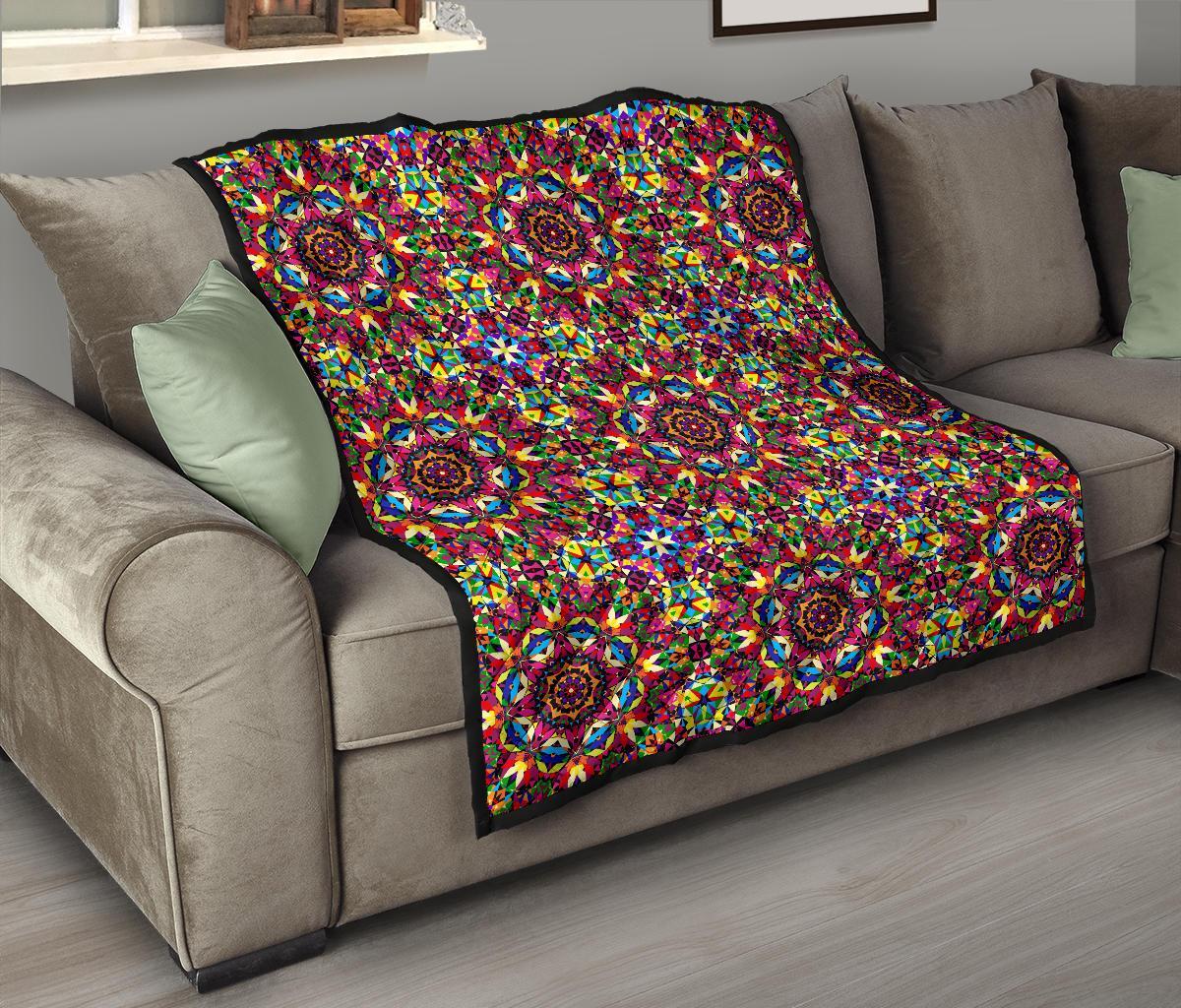 Kaleidoscope Pattern Print Quilt-grizzshop