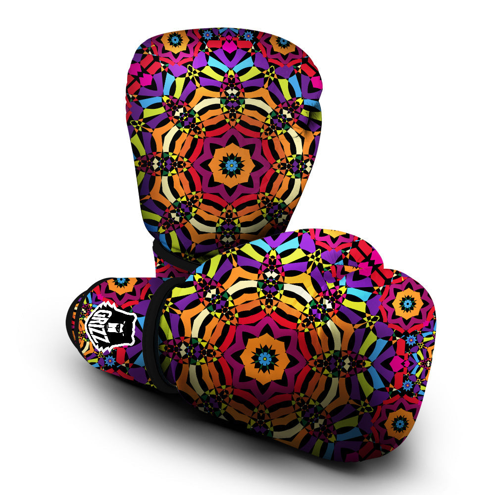 Kaleidoscope Psychedelic Colorful Print Boxing Gloves-grizzshop