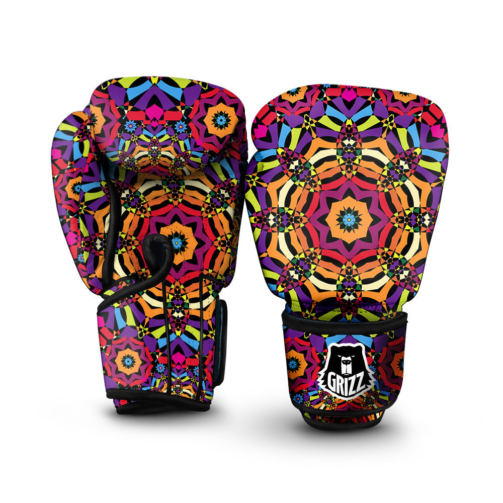 Kaleidoscope Psychedelic Colorful Print Boxing Gloves-grizzshop