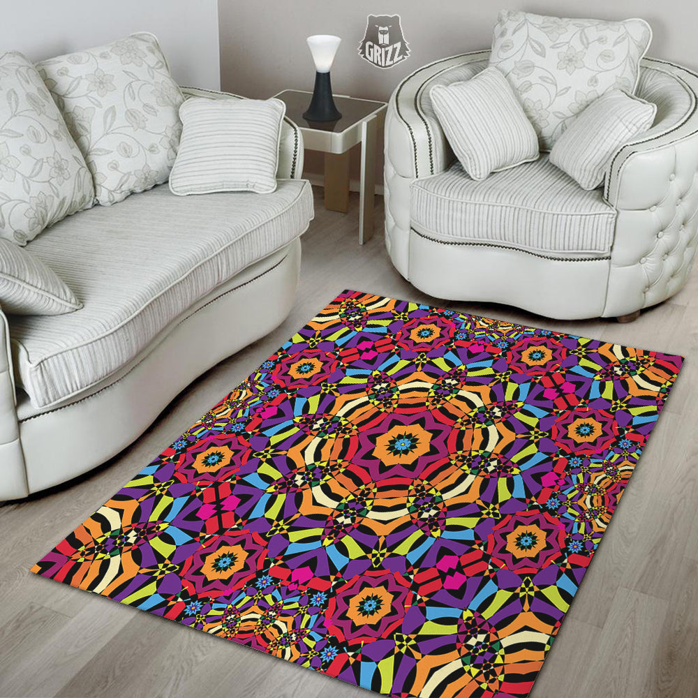 Kaleidoscope Psychedelic Colorful Print Floor Mat-grizzshop