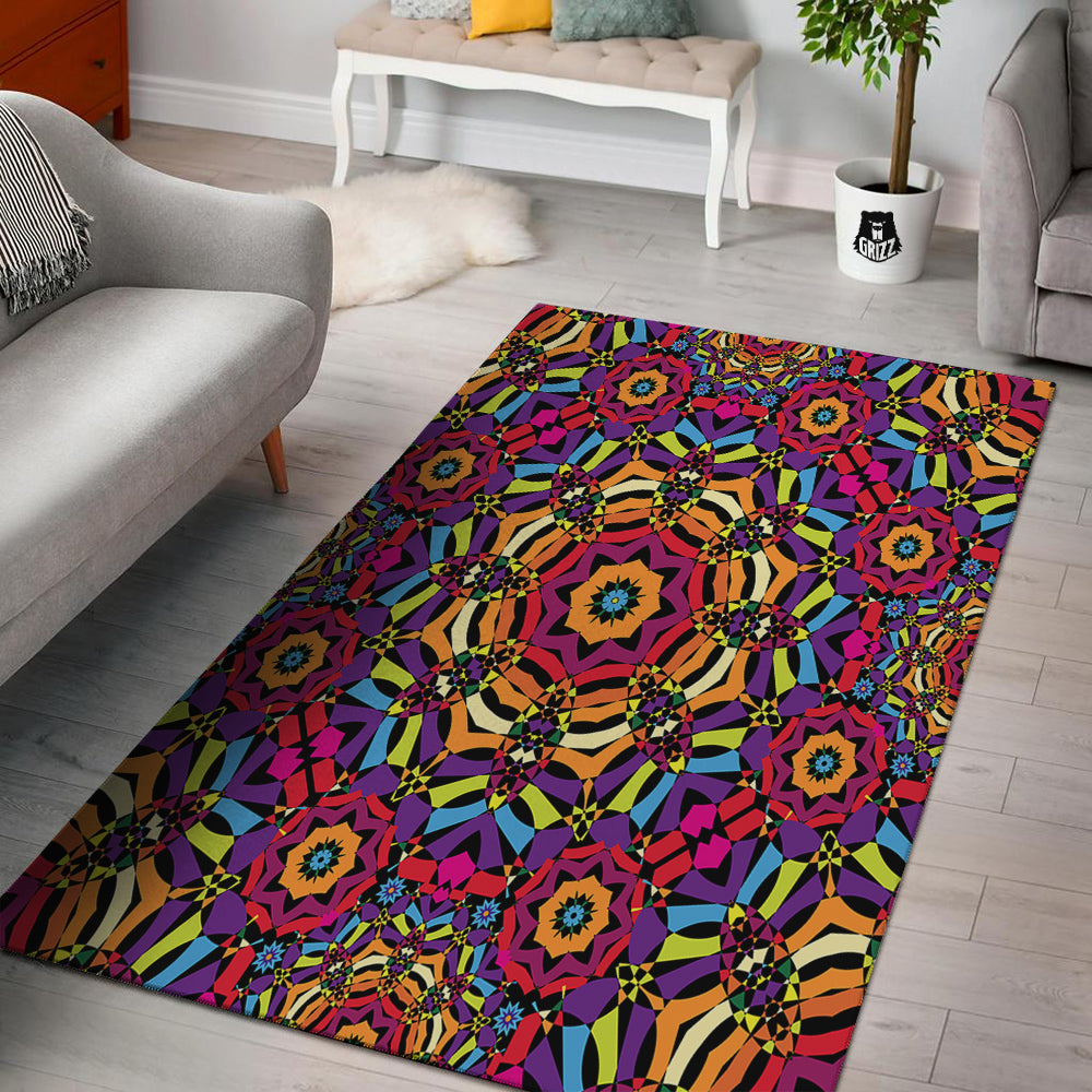 Kaleidoscope Psychedelic Colorful Print Floor Mat-grizzshop