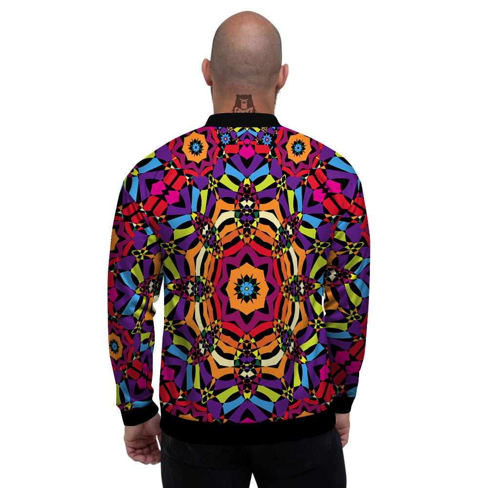 Kaleidoscope Psychedelic Colorful Print Men's Bomber Jacket-grizzshop