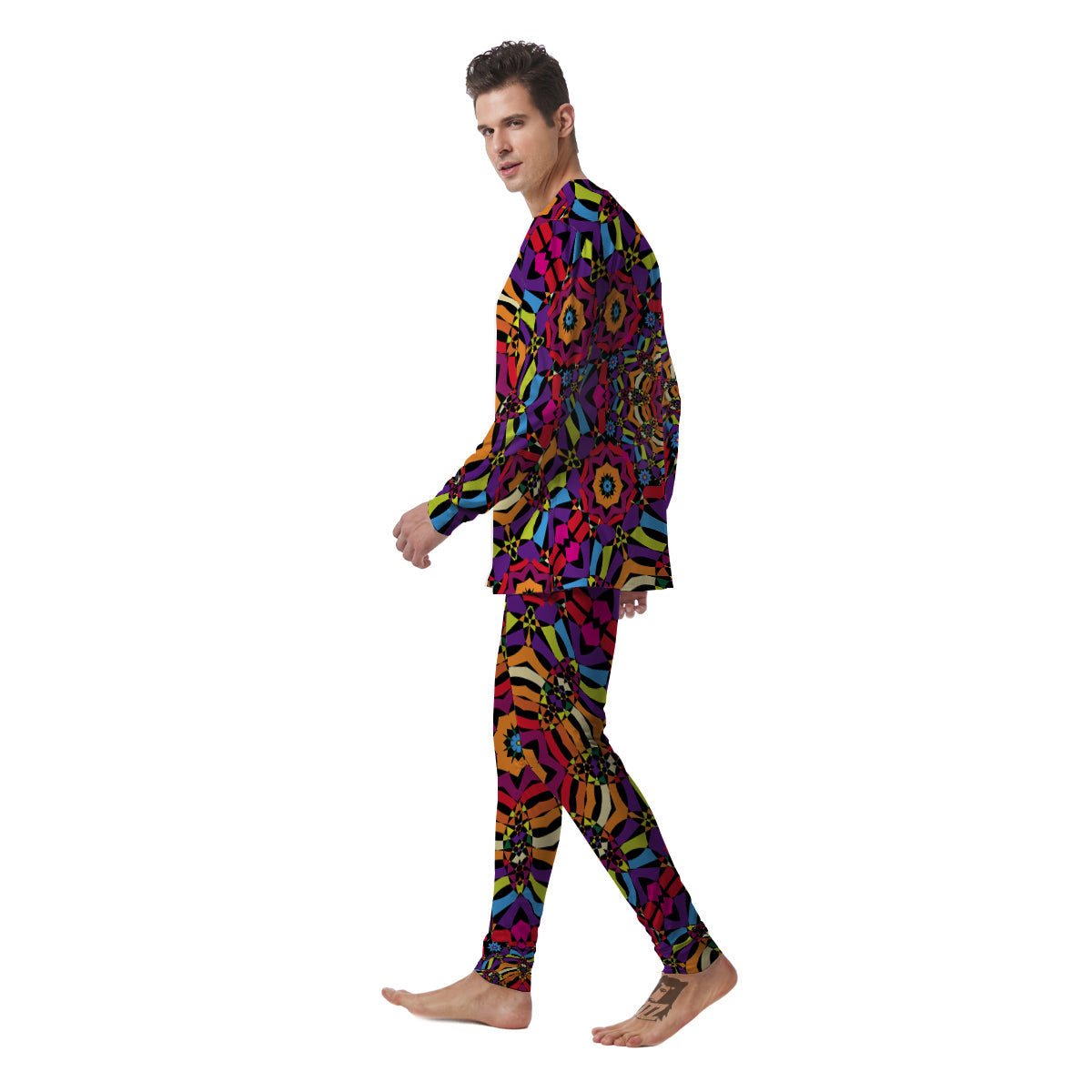 Kaleidoscope Psychedelic Colorful Print Men's Pajamas-grizzshop