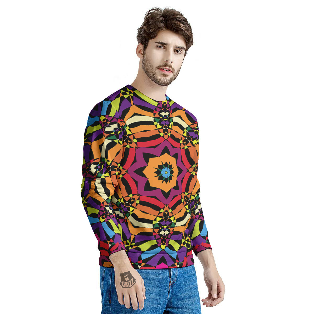Kaleidoscope Psychedelic Colorful Print Men's Sweatshirt-grizzshop