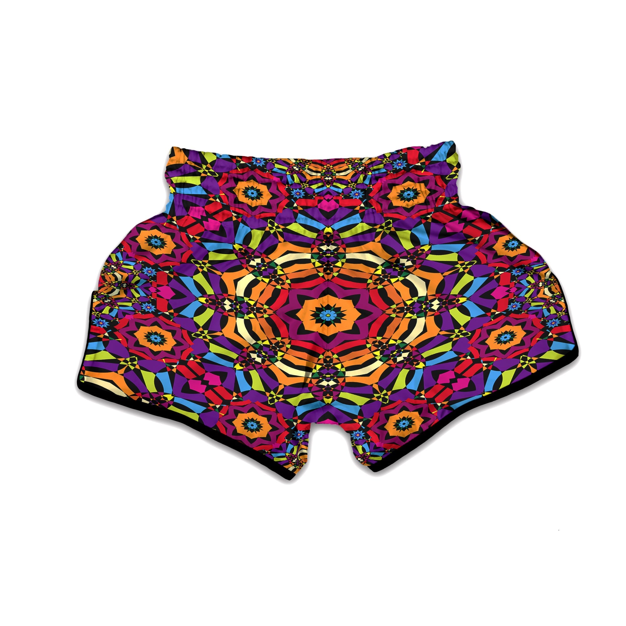 Kaleidoscope Psychedelic Colorful Print Muay Thai Boxing Shorts-grizzshop