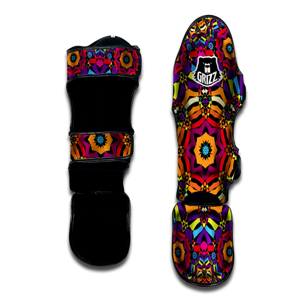 Kaleidoscope Psychedelic Colorful Print Muay Thai Shin Guards-grizzshop